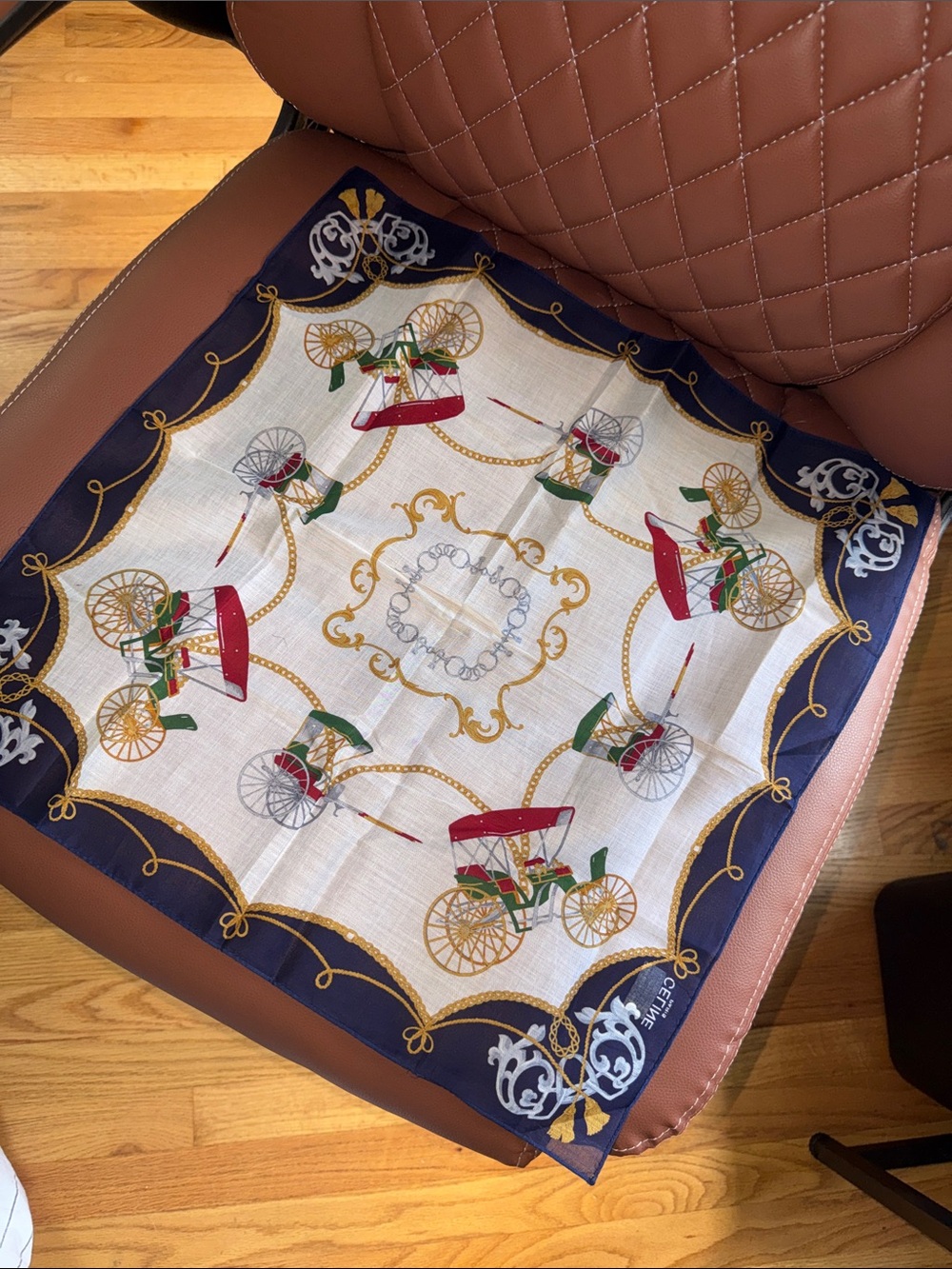 Authentic Vintage CELINE Paris 100% Silk Equestrian Scarf | New With Tags